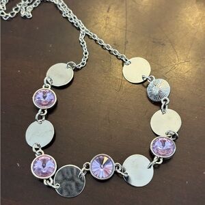 Silver Tone Bracelet with Lavender Crystal Accents